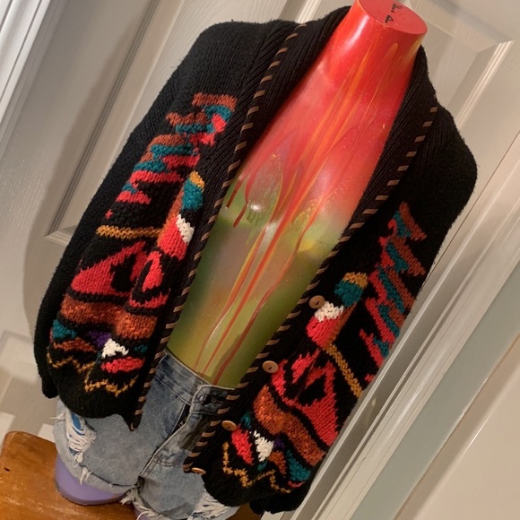 VINTAGE CAROLINA COLOURS Chunky Funky Kawaii Cute Cardigan Sweater - Picture 11 of 14